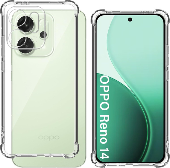 Tok Oppo Reno 14, megerősített, kameravédelemmel, átlátszó
