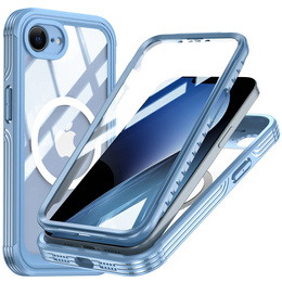 Tok iPhone 16E-hoz, Shockproof, üveggel, MagSafe-hoz, kék