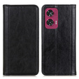 Pattintható tok Motorola Edge 50 Fusion 5G, Split Leather, fekete