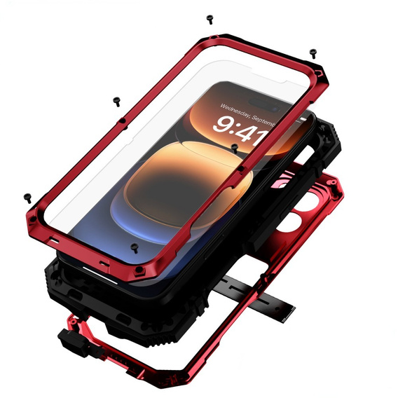 Páncélozott tok a iPhone 16 Pro, R-JUST, piros