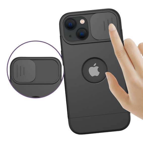 ERBORD MagSafe Cam Slider tok, fekete + képernyővédő üveg iPhone 13 / iPhone 14 készülékekhez