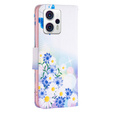 Pattintható tok a Motorola Moto G53 5G / G23 / G13, Wallet, butterfly & flowers, kék