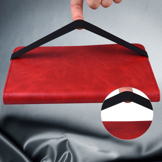 Tok Samsung Galaxy Tab S10 Lite / S10 FE / S9 FE / S9, Classic, tolltartóval, piros