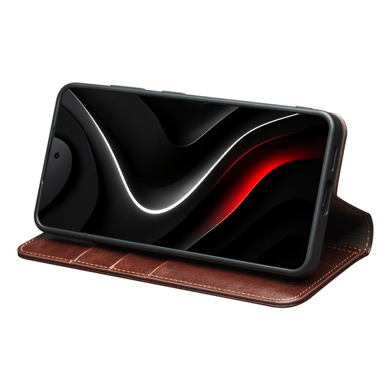 Qialino bőr tok fedéllel Pénztárca Samsung Galaxy S26 Plus készülékhez, barna