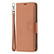 Pattintható tok a Samsung Galaxy A15, Wallet Litchi Leather, barna + 9H üveg