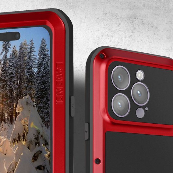 Love Mei Telefontok a iPhone 14 Pro, armored with glass, piros