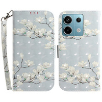 Pattintható tok a Xiaomi Redmi Note 13 Pro 5G, Wallet, Magnolia Flowers szürke