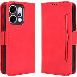 Flap tok Oppo Reno 14, kártya slot, pénztárca, piros