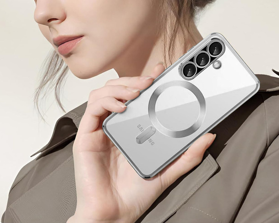 Tok Samsung Galaxy A56 5G-hoz, Electro MagSafe, ezüst + üveg a képernyőhöz
