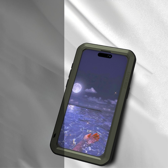 Love Mei Telefontok a iPhone 15 Pro Max, armored with glass, zöld