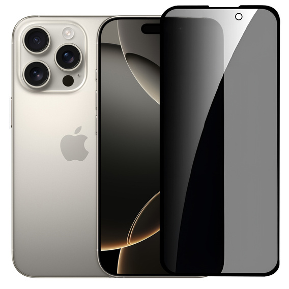 2x edzett adatvédelmi üveg az iPhone 16 Pro Max-hoz, ERBORD 9H Easy App Anti-Peep
