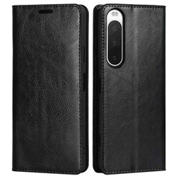 Pattintható tok a Sony Xperia 10 IV, Split Leather Wallet, fekete