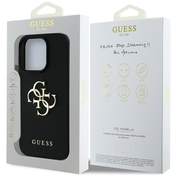 GUESS Grained Big 4G és Classic Logo tok iPhone 16 Pro készülékhez