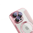 Pattintható tok a iPhone 16 Pro, RFID Wallet MagSafe CamShield, rózsaszín