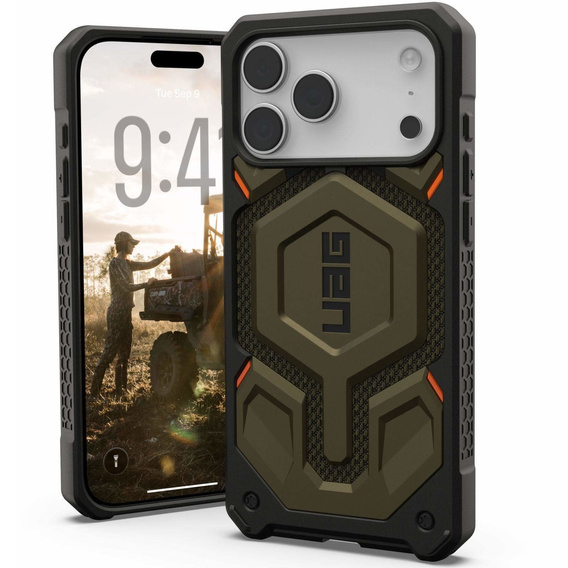 Urban Armor Gear tok iPhone 17 Pro Max, Monarch Pro Kevlar MagSafe, Kevlar Element Green, Kevlar zöld