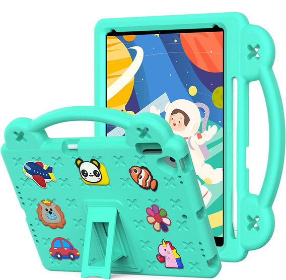 Gyermek tok iPad 10.2" 2021/2020/2019 (9/8/7 gen.) / Air 10.5" 2019 (3 gen.), Cute Patterns, állvánnyal, zöld