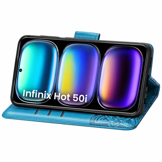 Pattintható tok a Infinix Hot 50i 4G, Butterfly, kék