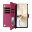 Tok patenttal a Realme 14 Pro+ 5G-hez, Crossbody Leather Wallet, sötétrózsaszín