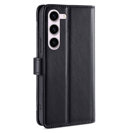 Pattintható tok a Samsung Galaxy S23, Wallet Zipper Pocket, fekete
