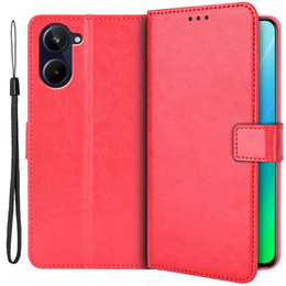 Pattintható tok Realme 10 4G, Split Leather, piros