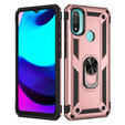 Páncélozott telefontok a Motorola Moto E20/E30/E40, Nox Case Ring, rózsaszín rose gold