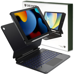 Billentyűzet tok iPad 7/8/9 10.2, Dexnor Magnetic Keyboard Touchpad, fekete