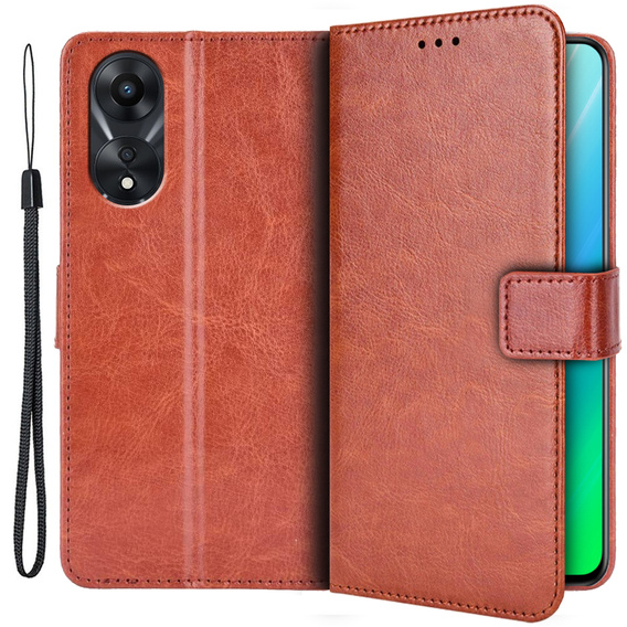 Pattintható tok a Oppo A78 5G, Crazy Horse Wallet, barna