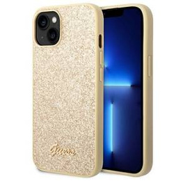 GUESS Telefontok a iPhone 14 Plus, Glitter Script Hardcase, arany