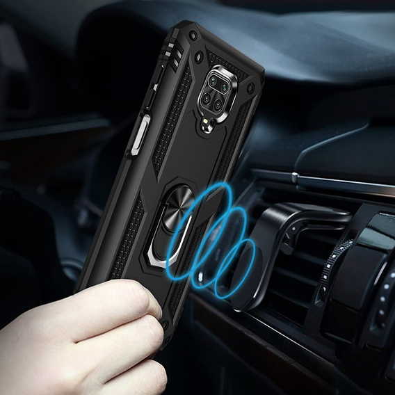 Páncélozott telefontok a Xiaomi Redmi Note 9S / 9 Pro, Nox Case Ring, fekete
