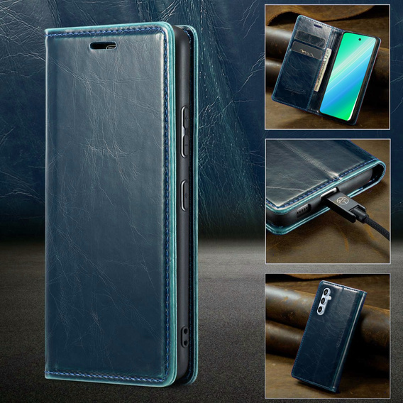 Pattintható tok a Samsung Galaxy A54, ERBORD Waxy Wallet, kék