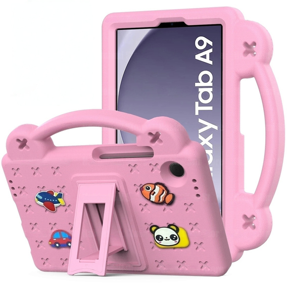 Gyermek tok Samsung Galaxy Tab A9, Cute Patterns, állvánnyal, rózsaszín