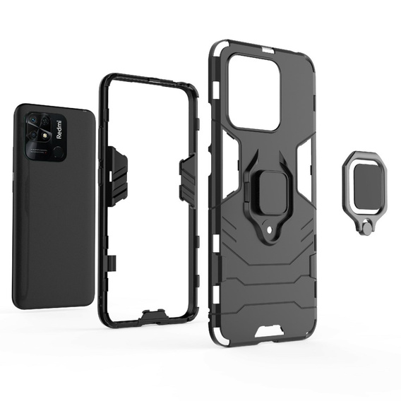 Telefontok a Xiaomi Redmi 10C, Kickstand Ring, fekete