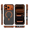 Matt tok iPhone 17 Pro Max készülékhez, páncélozott, MagSafe-hoz, füstszínű, narancssárga oldallal