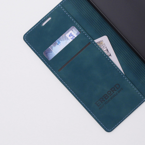 Telefontok a Oppo Reno 10 / 10 Pro, ERBORD Vintage, pénztárca patenttal, kék