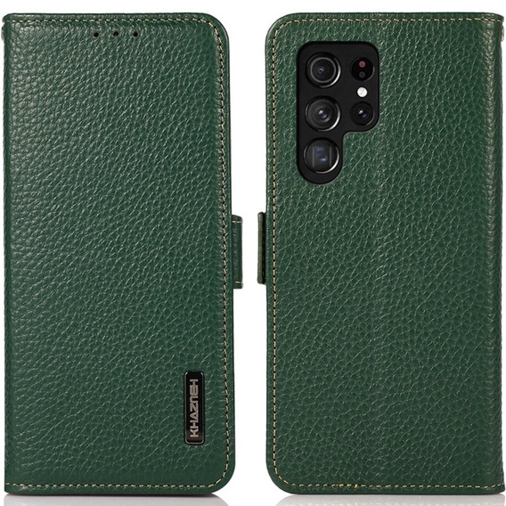 KHAZNEH RFID tok Samsung Galaxy S23 Ultra, Litchi textúra, zöld