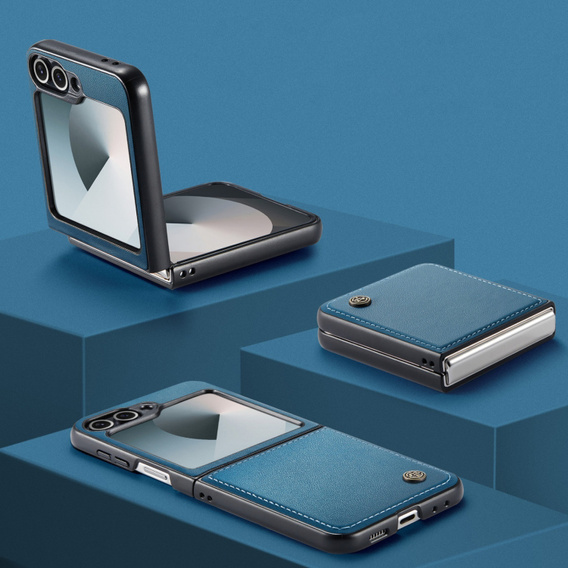 Tojás Samsung Galaxy Z Flip7 FE / Z Flip6, CASEME Litchi Leather, kék