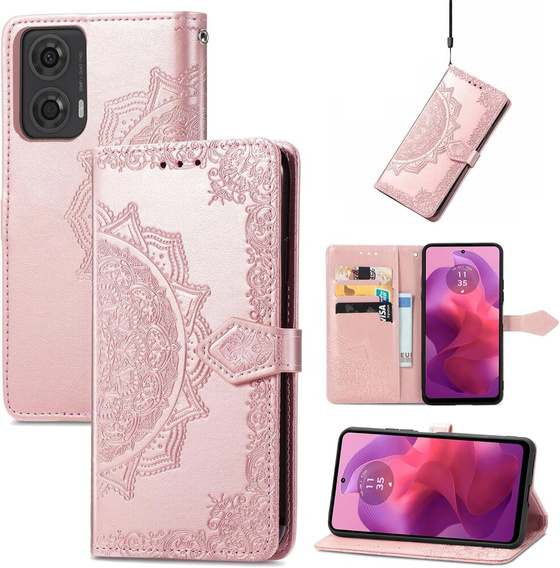 Pattintható tok a Motorola Moto E14, Mandala, rózsaszín