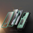 Páncélozott tok Samsung Galaxy S24 Ultra, TONGATE MECH sorozat gyűrűvel, világoszöld