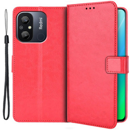Pattintható tok a Xiaomi Redmi 12C, Crazy Horse Wallet, piros