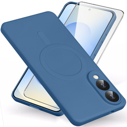 A tok Samsung Galaxy S25 Edge, Silicone Lite, kék + 9H üveg