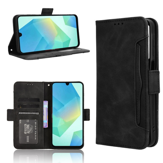 Flap tok Oppo Reno 14F, kártya slot, pénztárca, fekete