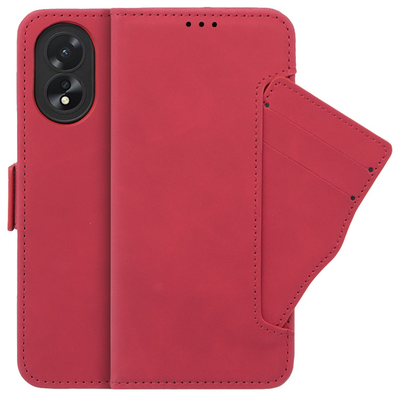 Pattintható tok a Oppo A38 4G / Oppo A18 4G, Card Slot, piros