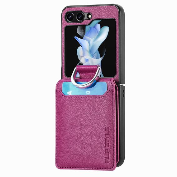 Tok Samsung Galaxy Z Flip7 FE / Z Flip6, Card Slot Ring Case, lila