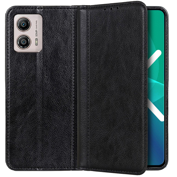 Pattintható tok Motorola Moto G53 / G23 / G13, Split Leather, fekete