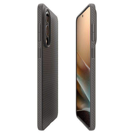 A Spigen tok Samsung Galaxy S25, Liquid Air, fekete + 9H edzett üveghez