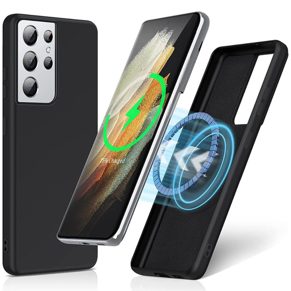 Telefontok a Samsung Galaxy S21 Ultra, Silicone MagSafe, fekete