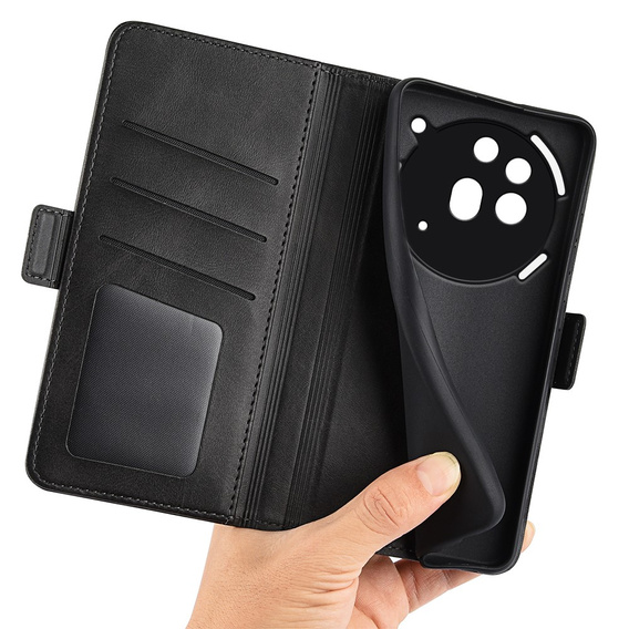 Pattintható tok a Nothing Phone 3a Pro, Leather Wallet, fekete