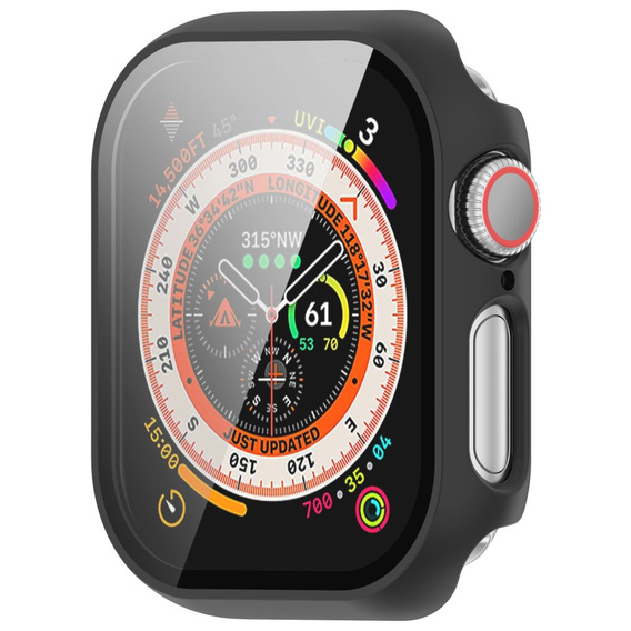2w1 Etui + Szkło Hartowane do Apple Watch 7/8 41MM, Czarne