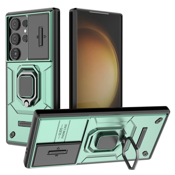 Telefontok a Samsung Galaxy S24 Ultra, KickStand Camera Lens, zöld