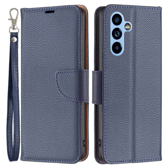 Pattintható tok a Samsung Galaxy A54 5G, Wallet Litchi Magnet, sötétkék